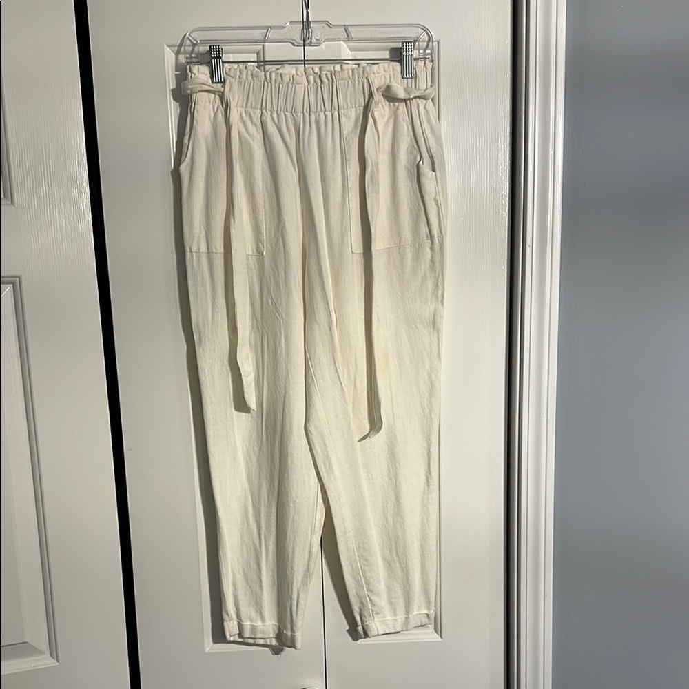 Shinestar Cream Linen Dress Pants